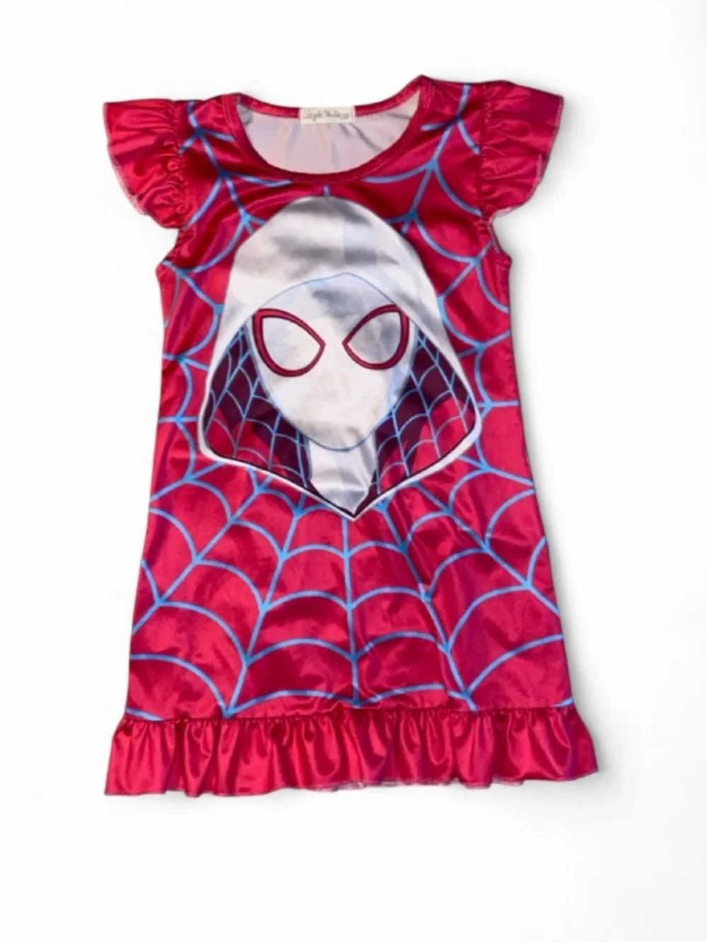 Girls' Hot Pink Spider-Web Nightgown with Hooded Hero Graphic